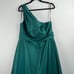 Alfred Sung Hunter Green One-Shoulder Satin Twill A-Line Maxi Gown Size 16 NWT