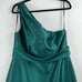 Alfred Sung Hunter Green One-Shoulder Satin Twill A-Line Maxi Gown Size 16 NWT