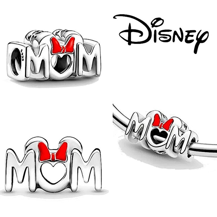 Sterling Silver Minnie Mom Initial Charm Disney