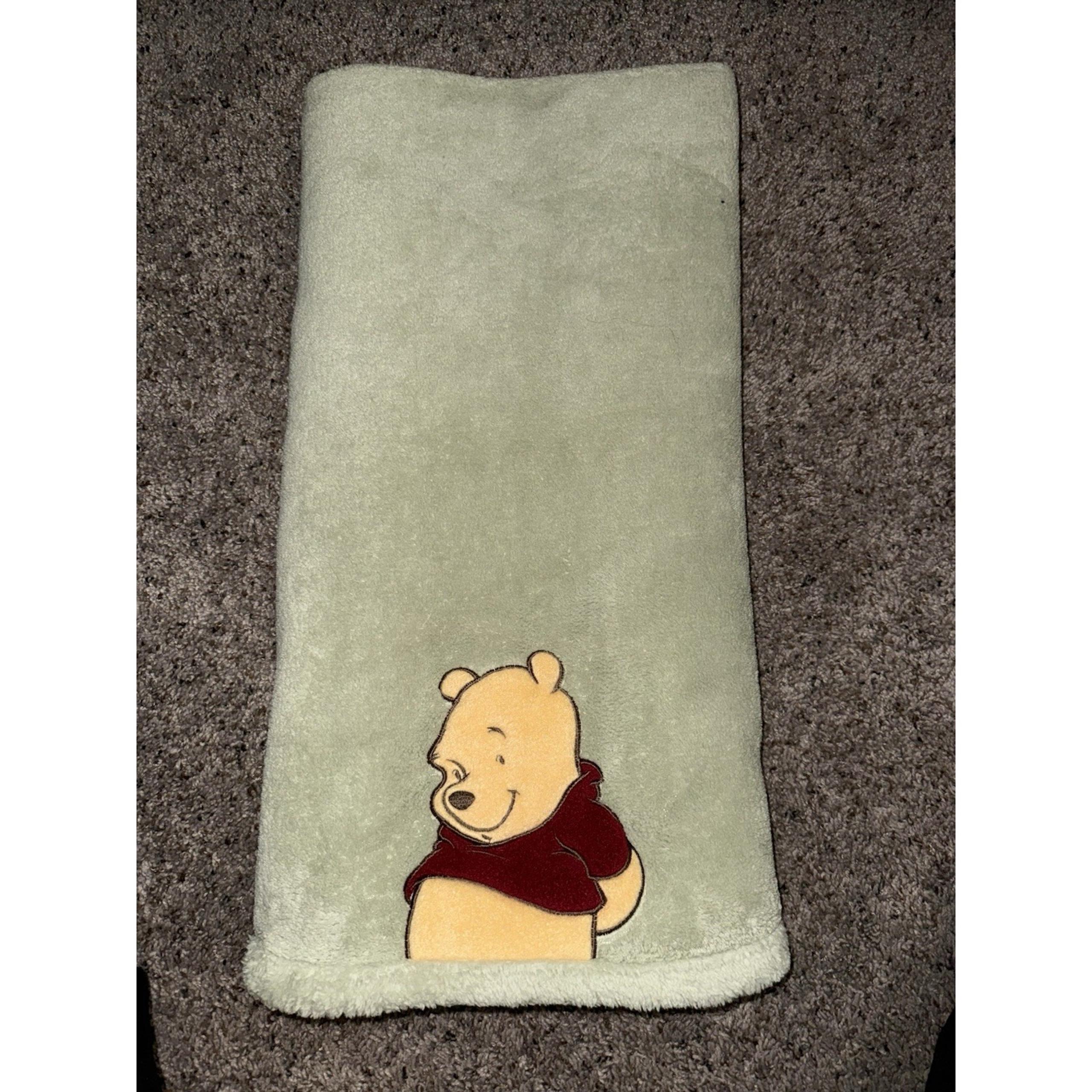 Disney Winnie The Pooh Green Plush Baby Blanket 38x30