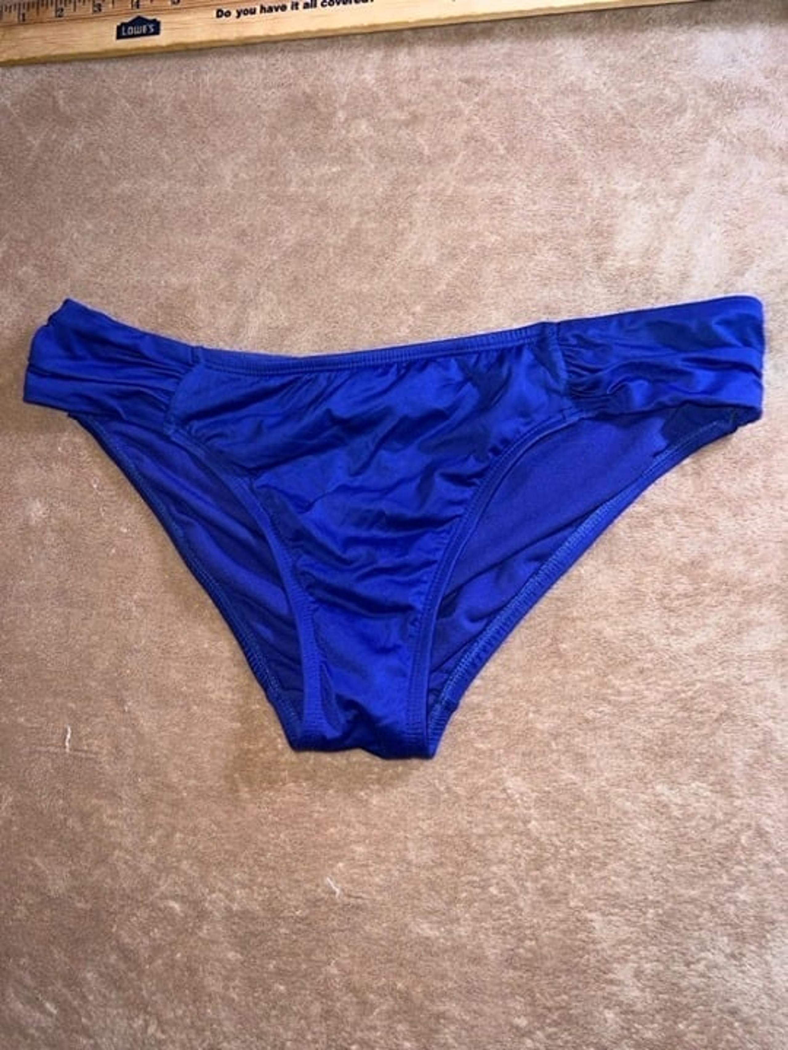 Liz Claiborne Women Sz 6 Royal Blue Bikini Layered Ruffled Side Swim Bottom (Q)