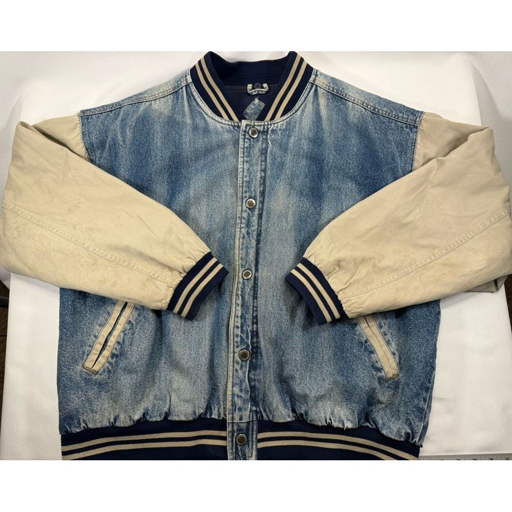 Vintage 90s Y2K Route 66 Quilted Denim Trucker Bomber Jacket XL Grunge Chore