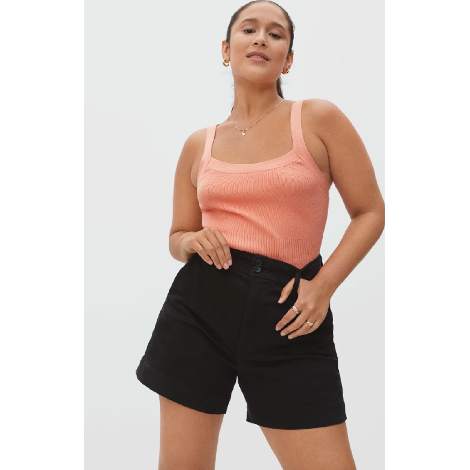 Everlane Womens The Way-High Canvas Short Size 00 Black NWT