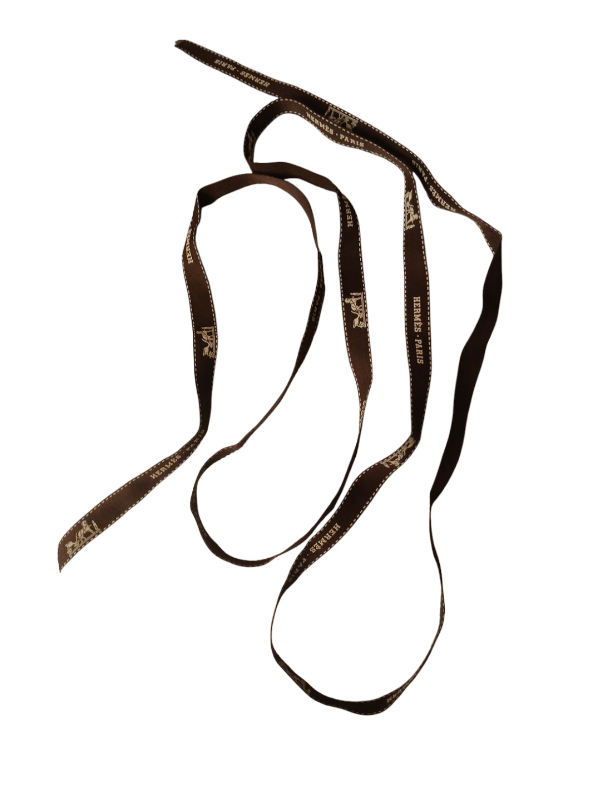Hermes Dark Brown Ribbon with White Detailing