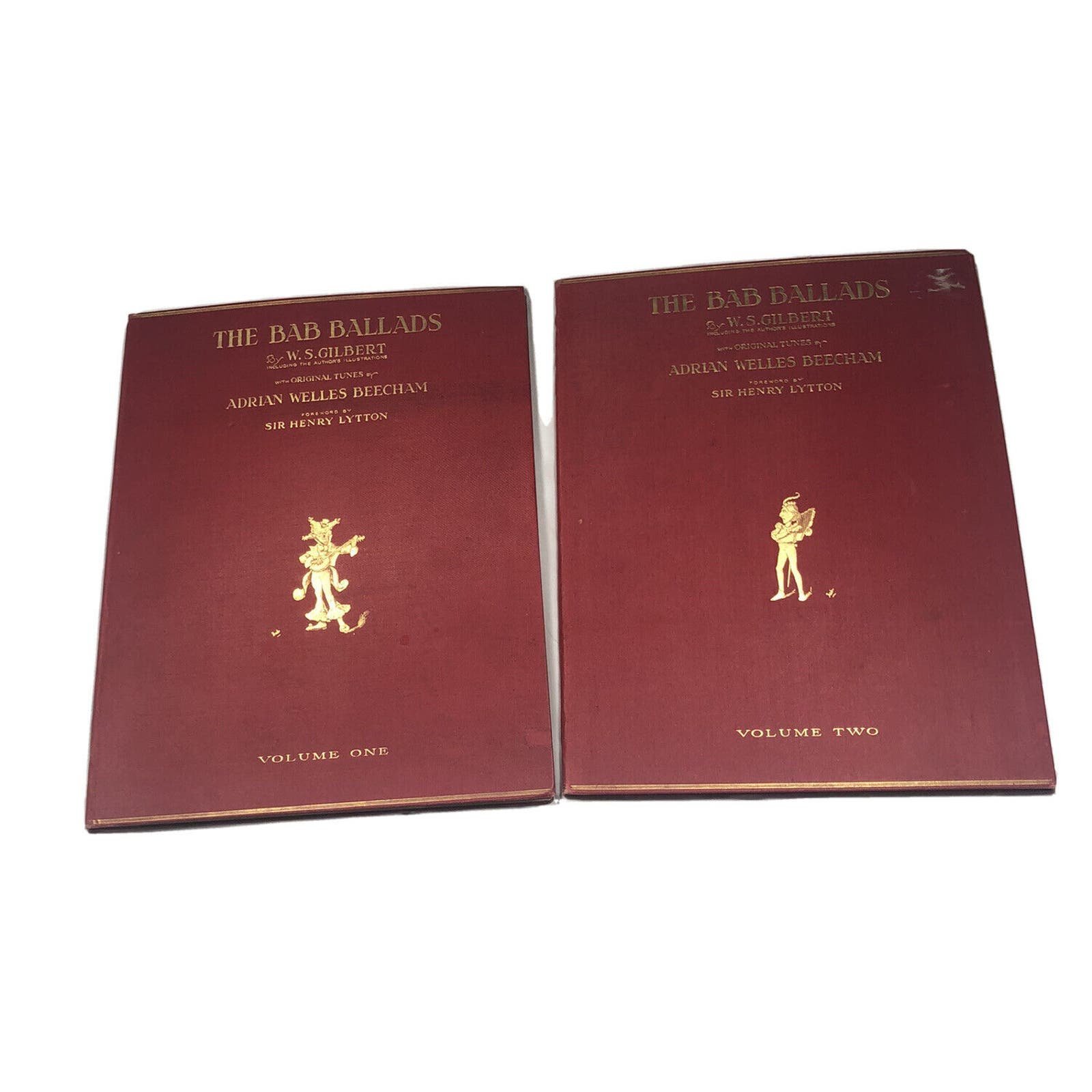 The Bab Ballads: Two Volumes William S. Gilbert Hardbook 1931 Book Red Vtg