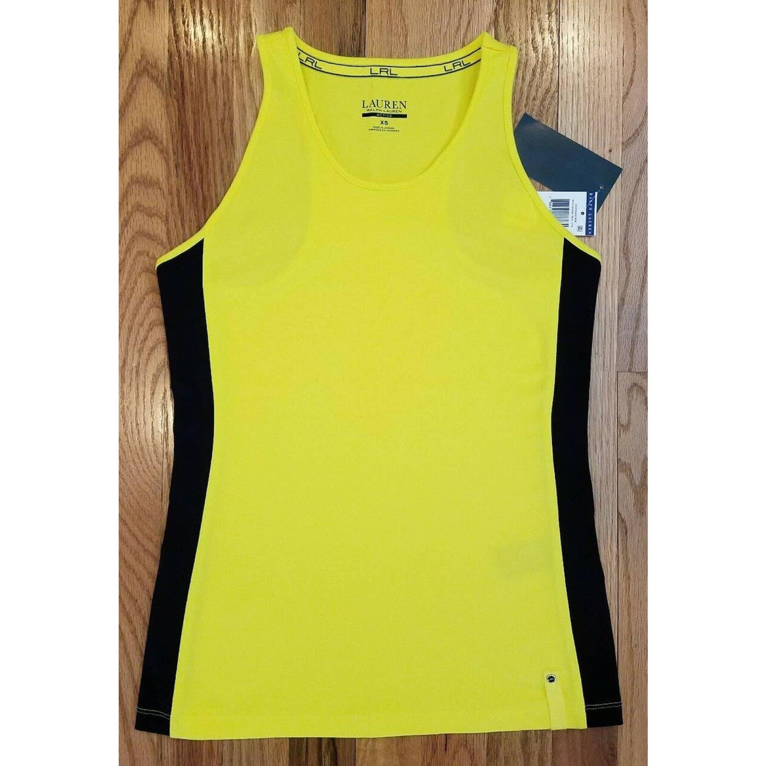 Lauren Ralph Lauren Active Women Petite Razor Back Tank Top Yellow Sz PXS