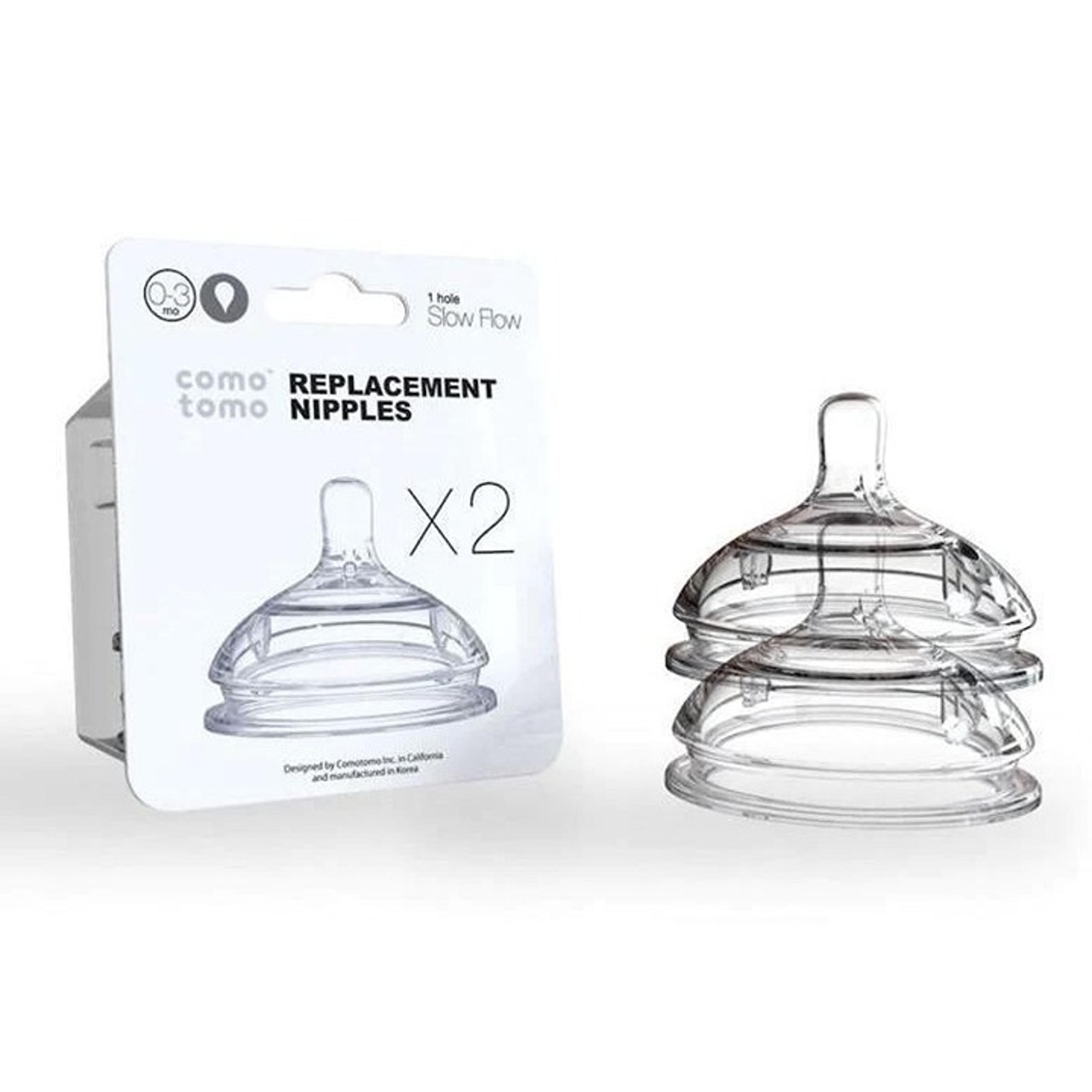 NEW Comotomo Replacement Silicone Nipples 1 Hole Slow Flow 0-3 months Infants!