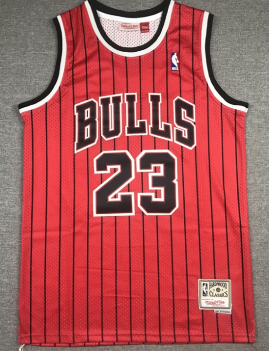 Jordan Vintage Chicago Bulls Red and Black Mitchell & Ness
