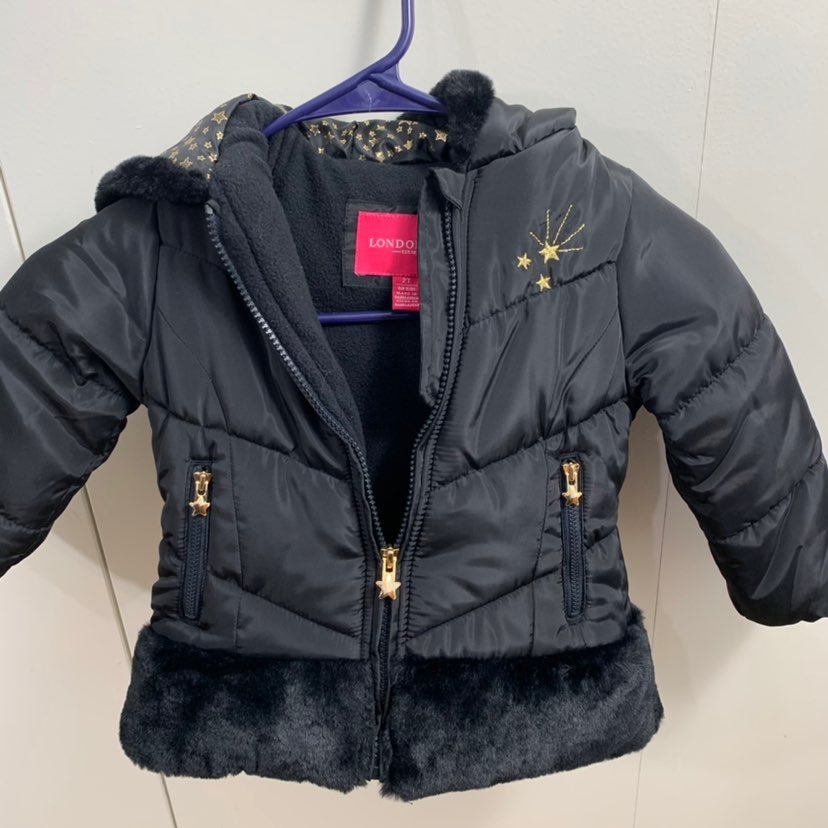 London Fog 2T black parka hood