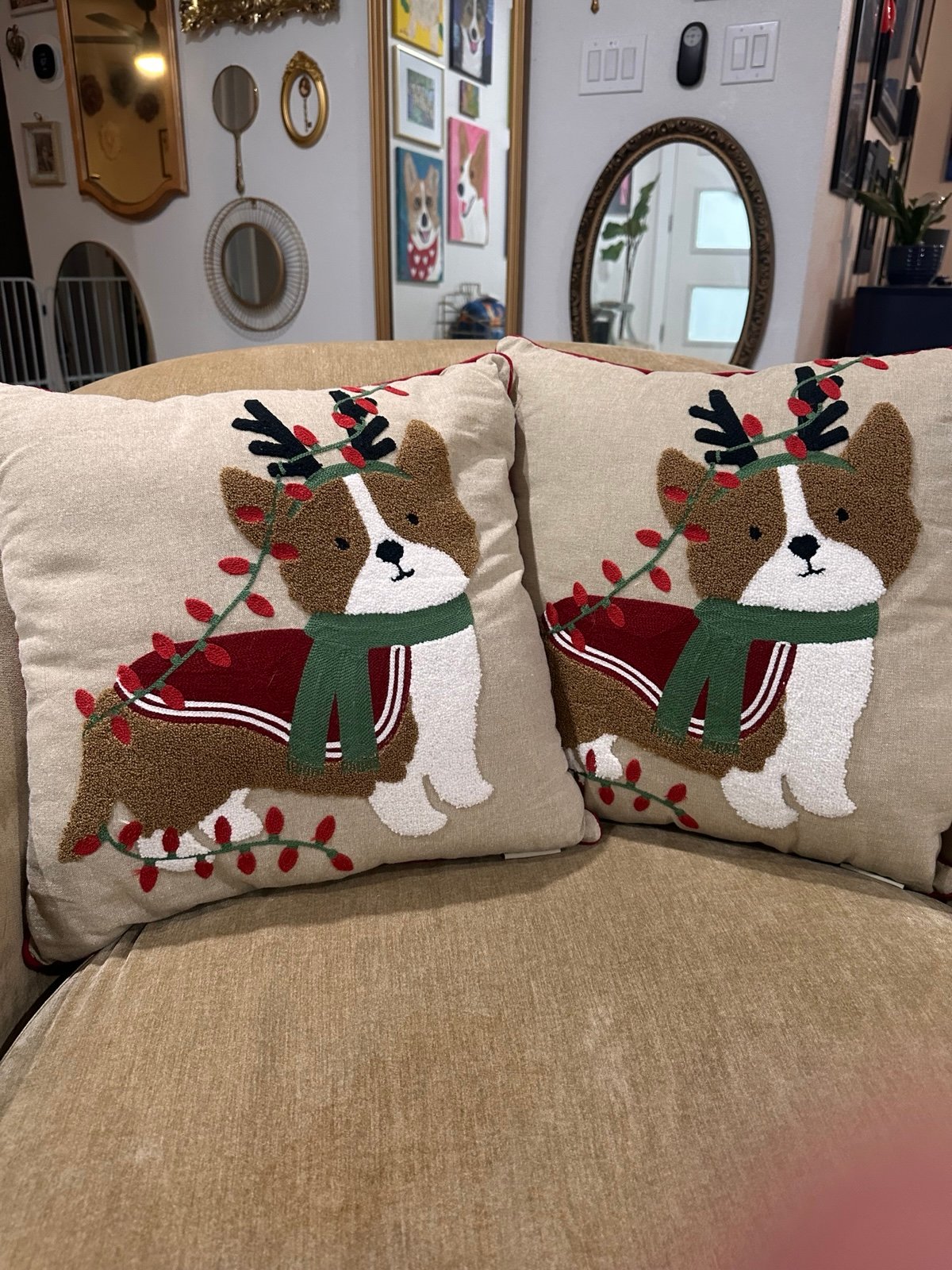 Preowned Corgi Christmas Pillows