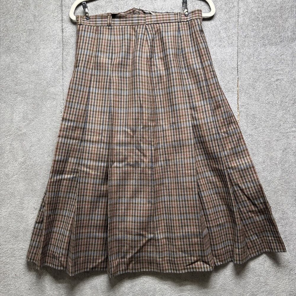 Robinow London Skirt 40 S Plaid Wool Pleated Long Maxi Dark Academia Moody Vtg