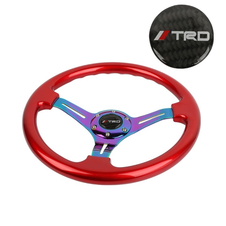 NEW 350mm 14 Universal JDM TRD ABS Racing Steering Wheel Red With Neo Spoke