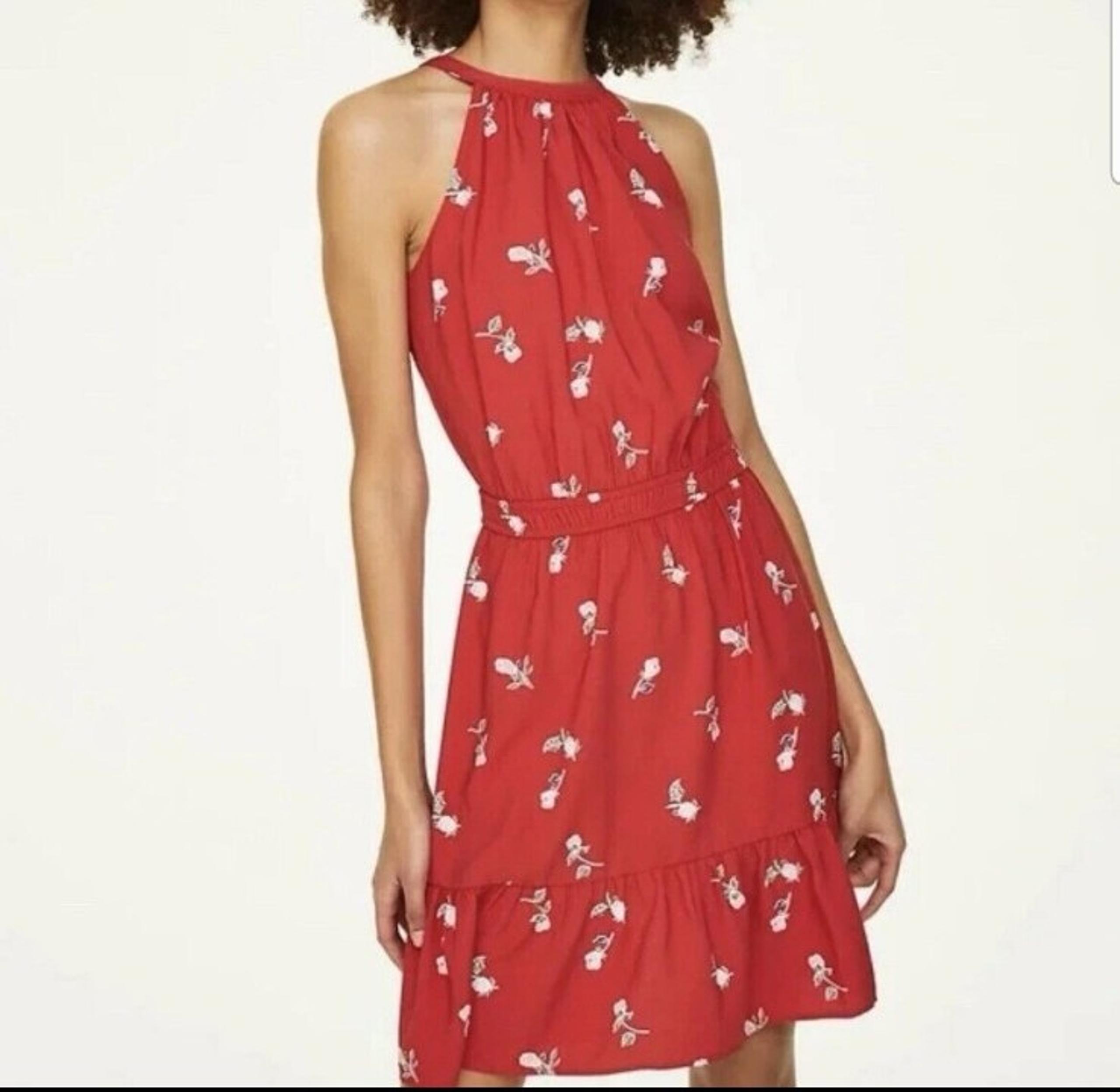 Like New! LOFT Women's Red Floral Halter Dress Size Small