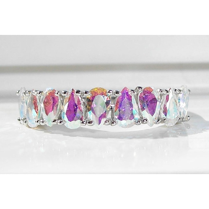 Size 9, 925 STERLING SILVER Simulated Mercury Mystic Topaz CZ Ring