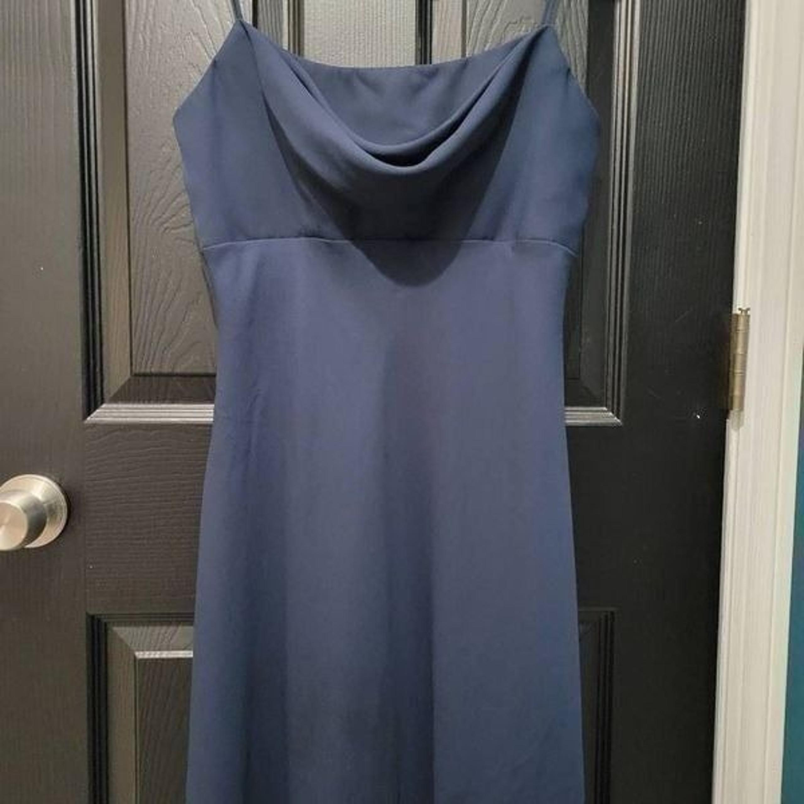 Michaelangelo Size 6 navy blue full length dress prom bridesmaid