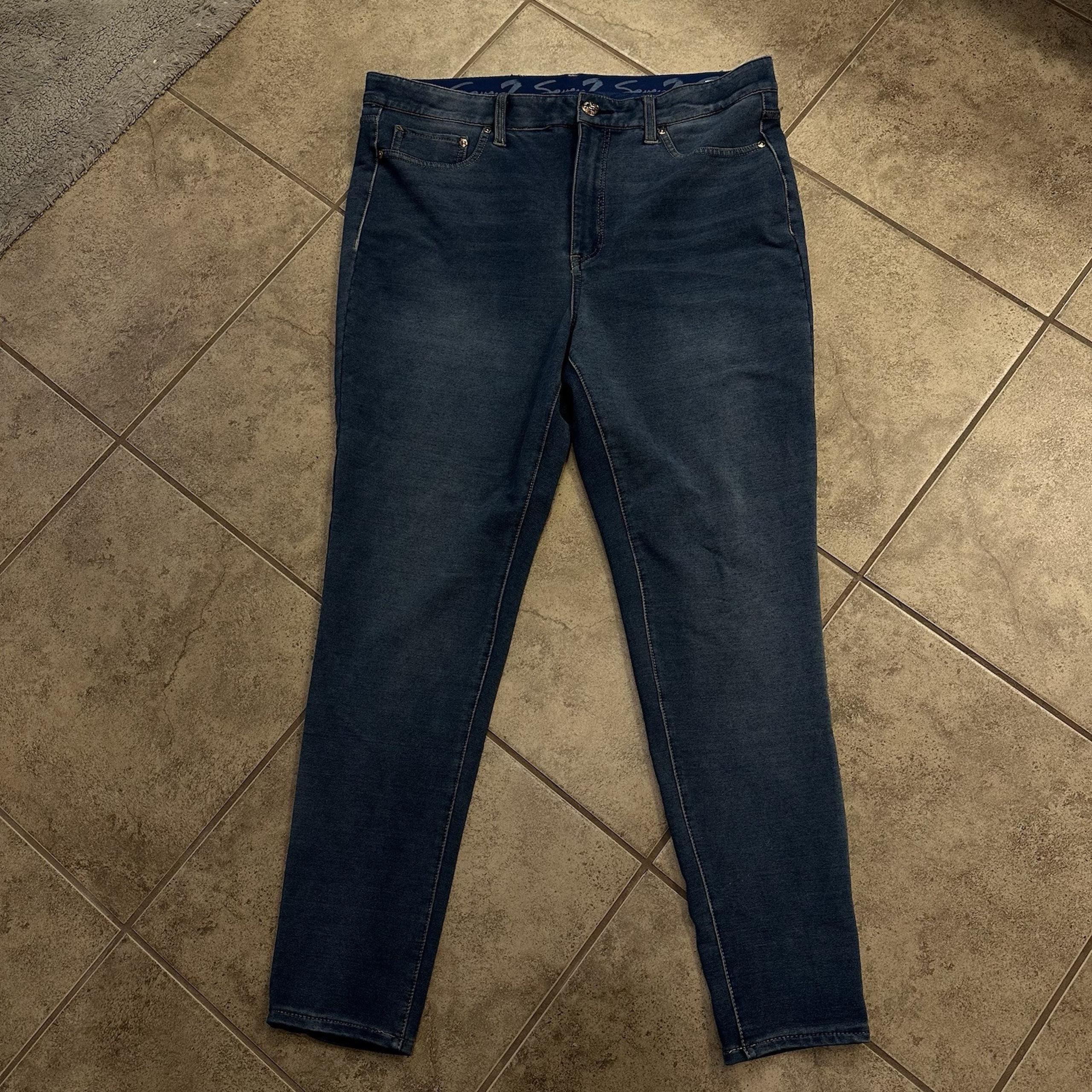 Seven7 Brooks Knit Denim Legging Womens 16 X 27.5” inseam Med Blue Soft Stretch
