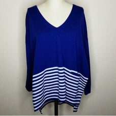 Vineyard Vines Sweater Poncho Womens Size XXS Navy Oversized Striped V-Neck