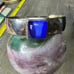 Vintage sterling silver blue cat eye/ Lapis? Cabochon cuff bracelet ~31.88g