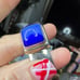 Vintage sterling silver blue cat eye/ Lapis? Cabochon cuff bracelet ~31.88g