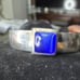 Vintage sterling silver blue cat eye/ Lapis? Cabochon cuff bracelet ~31.88g