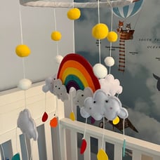 Handmade Felt Rainbow and cloud Nursery Mobile, Gender Neutral Crib Mobile, Baby