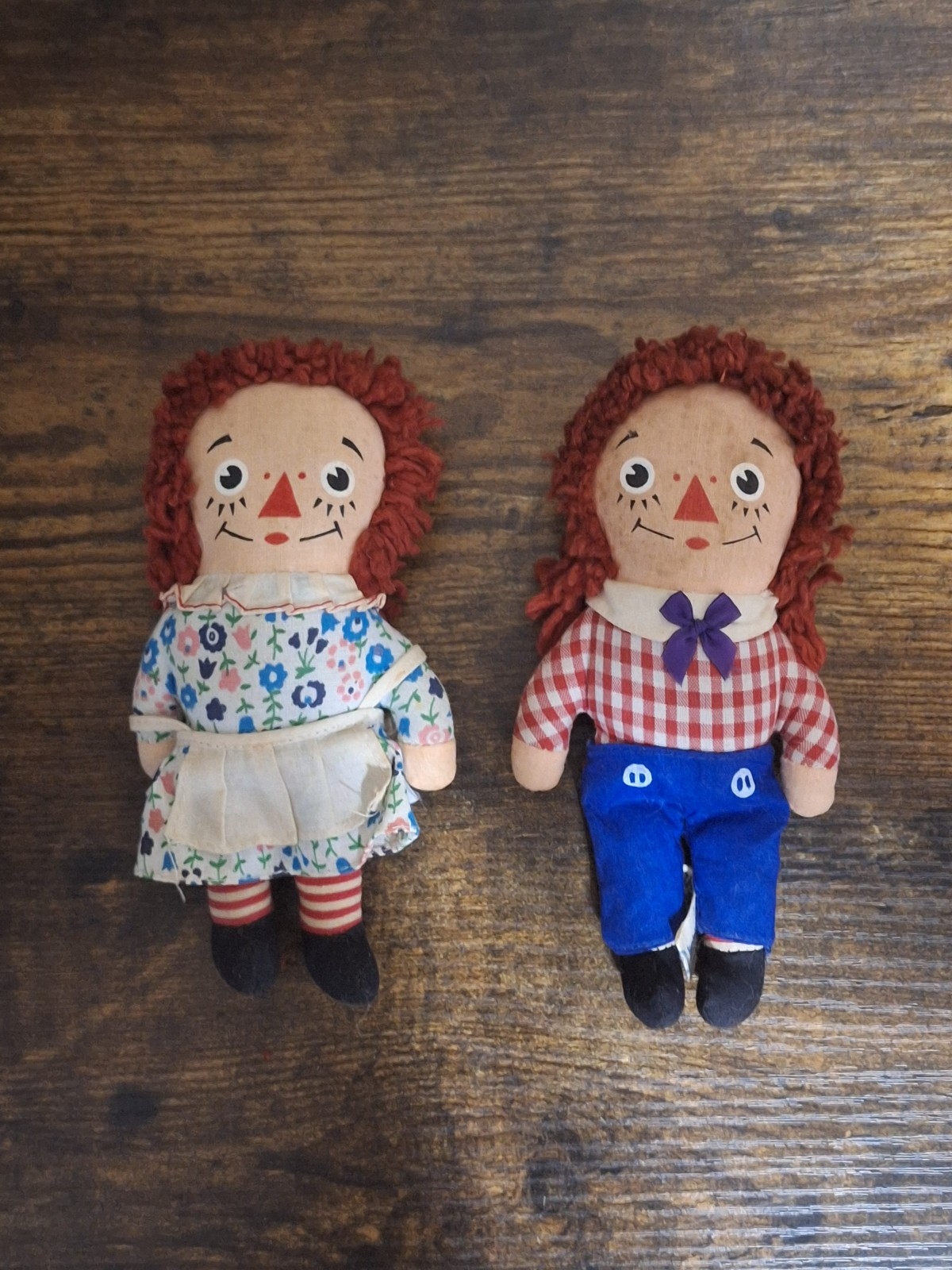 Cute Vintage Rare 1970s Raggedy Ann & Andy Knickerbocker Toy Co. Cloth Rag Dolls