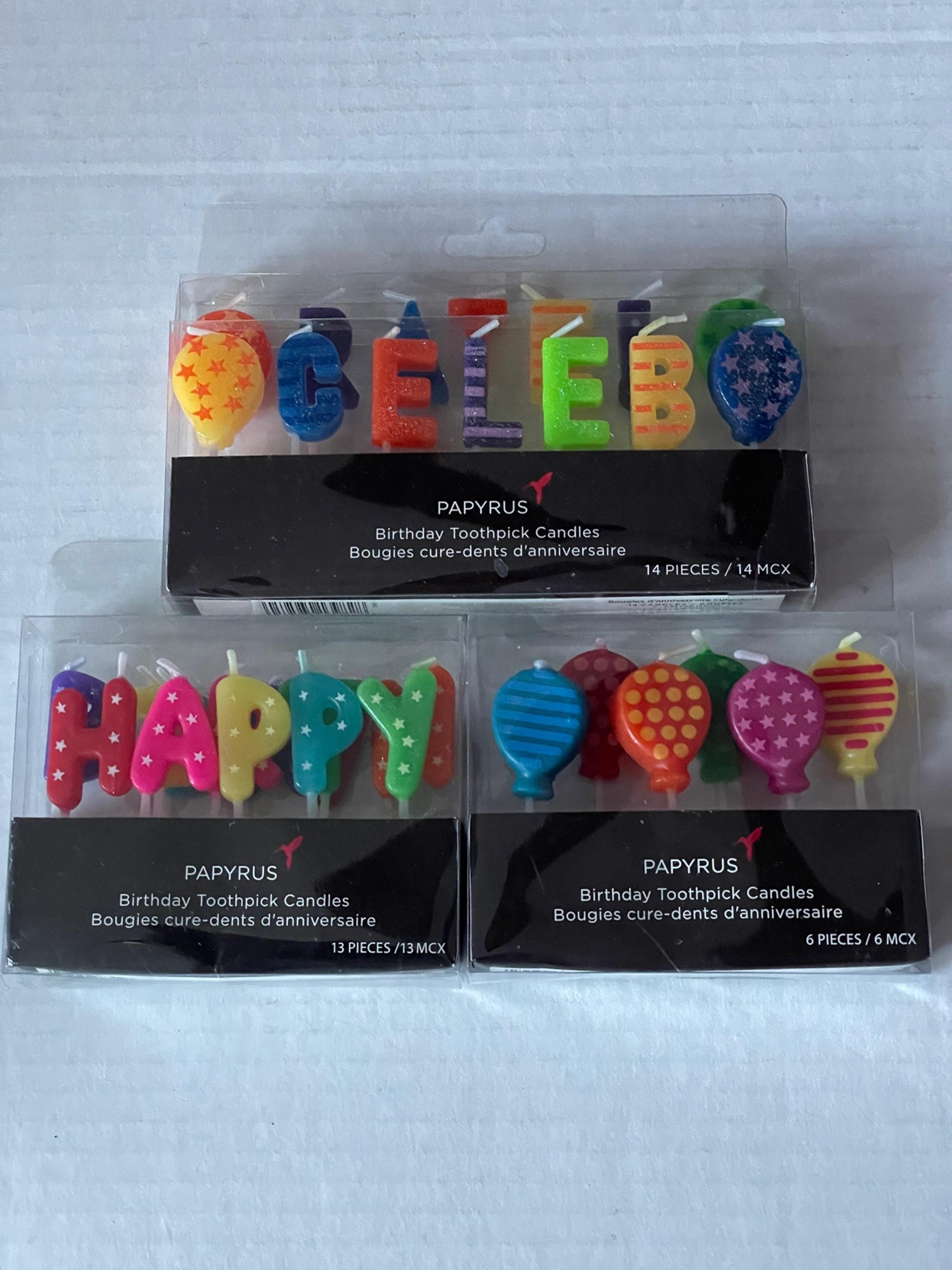 Papyrus 3 Pks Birthday Cake Toothpick Candles Balloons Celebrate Happy Birthday