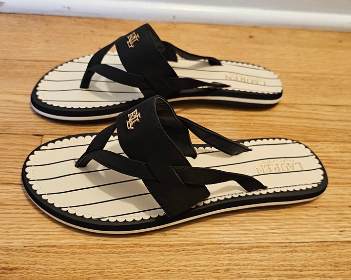 Lauren Ralph Lauren Women's Rosalind Thong Sandals Black Size US 9B
