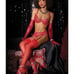 Metallic Stretch Lace Underwire Bra w/Crotchless Garter Panty - Red MD
