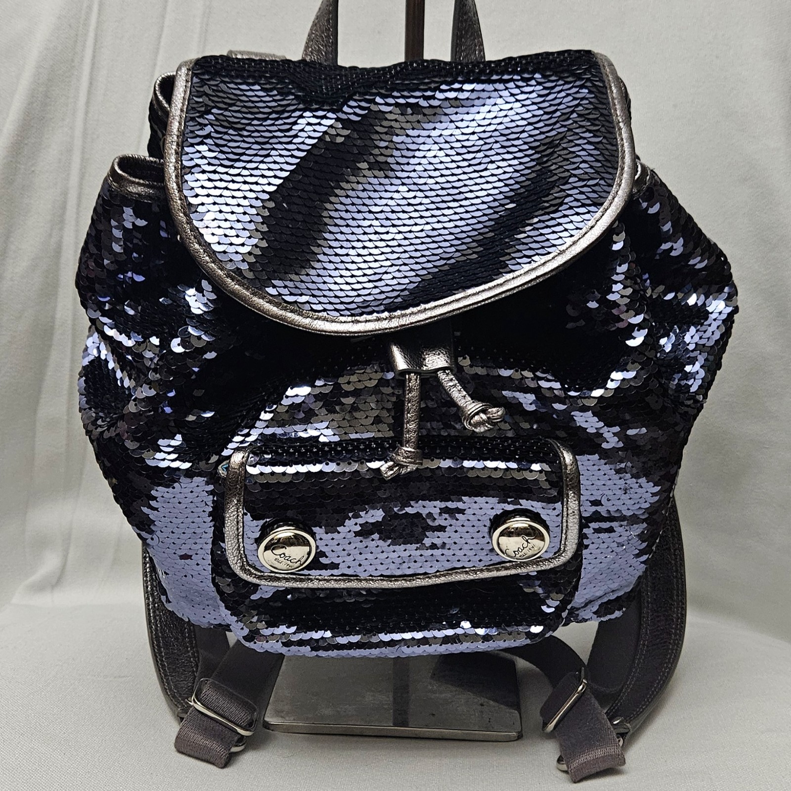 Coach Sequin Poppy Backpack Blue 16916