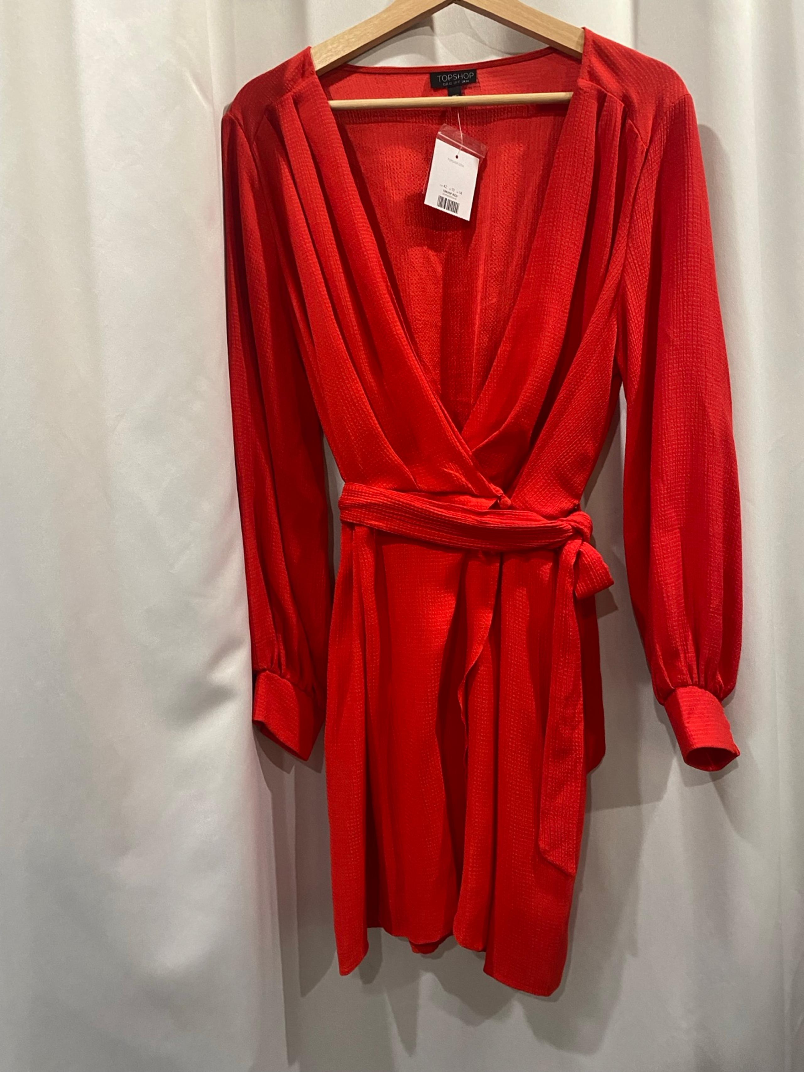 Topshop - Red Bubble Satin Wrap Dress