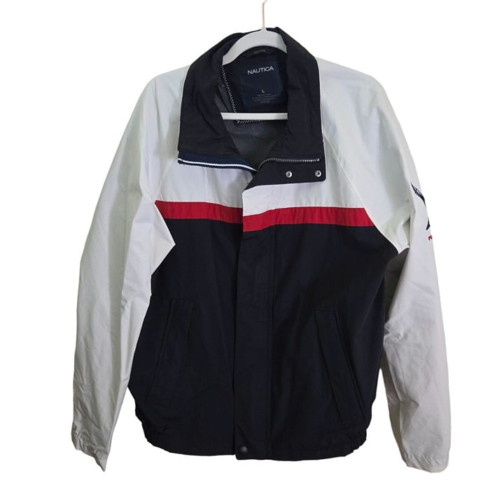 Nautica Red White Blue Colorblock 90s Vintage Jacket Size L