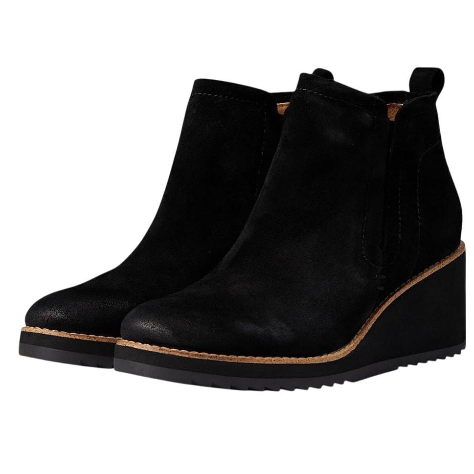 Sofft Womens Emeree Boots US 9 EU 40 Black Suede Leather Wedge Heel NIB