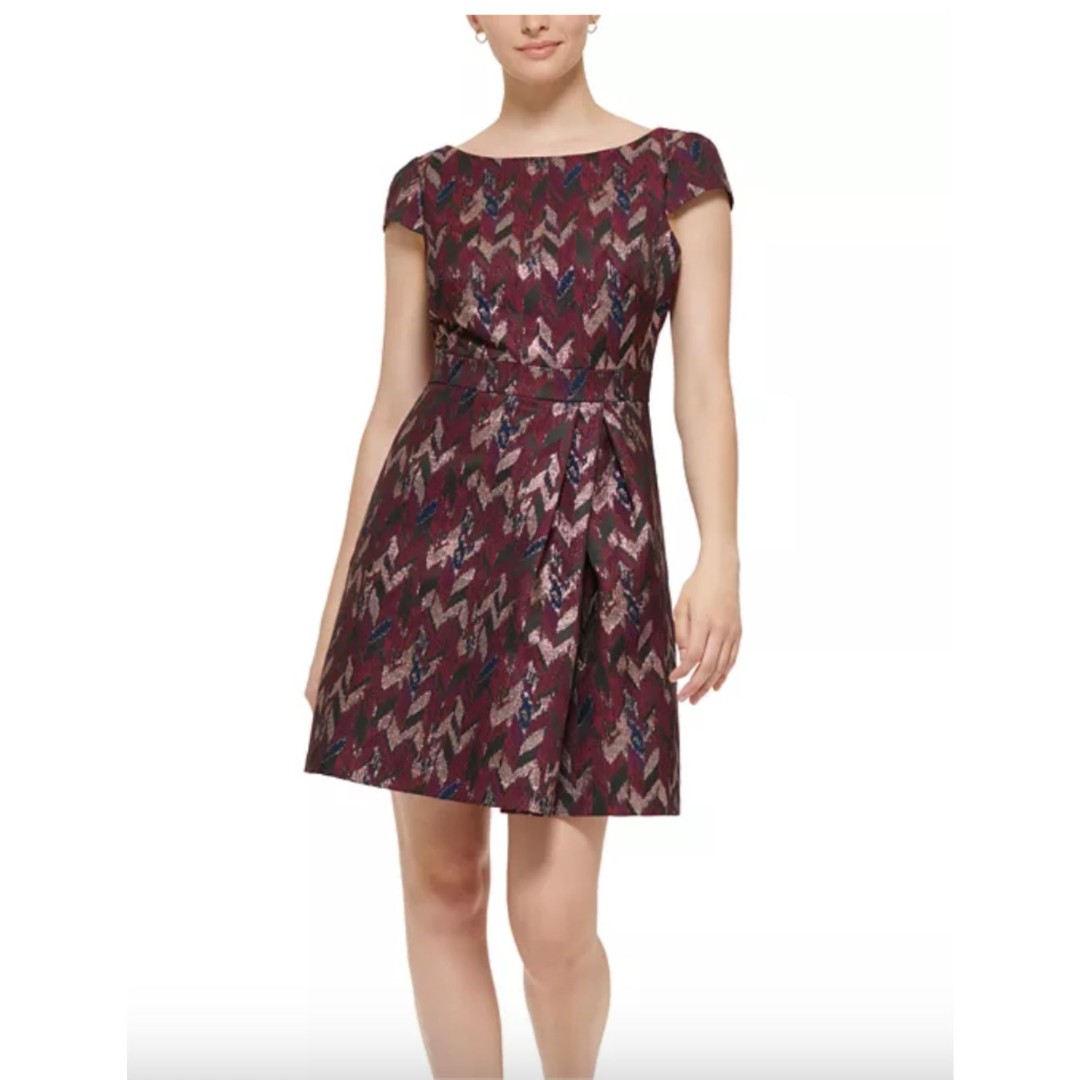 Vince Camuto Women's Jacquard Fit & Flare Dress Purple Size 8 NWT