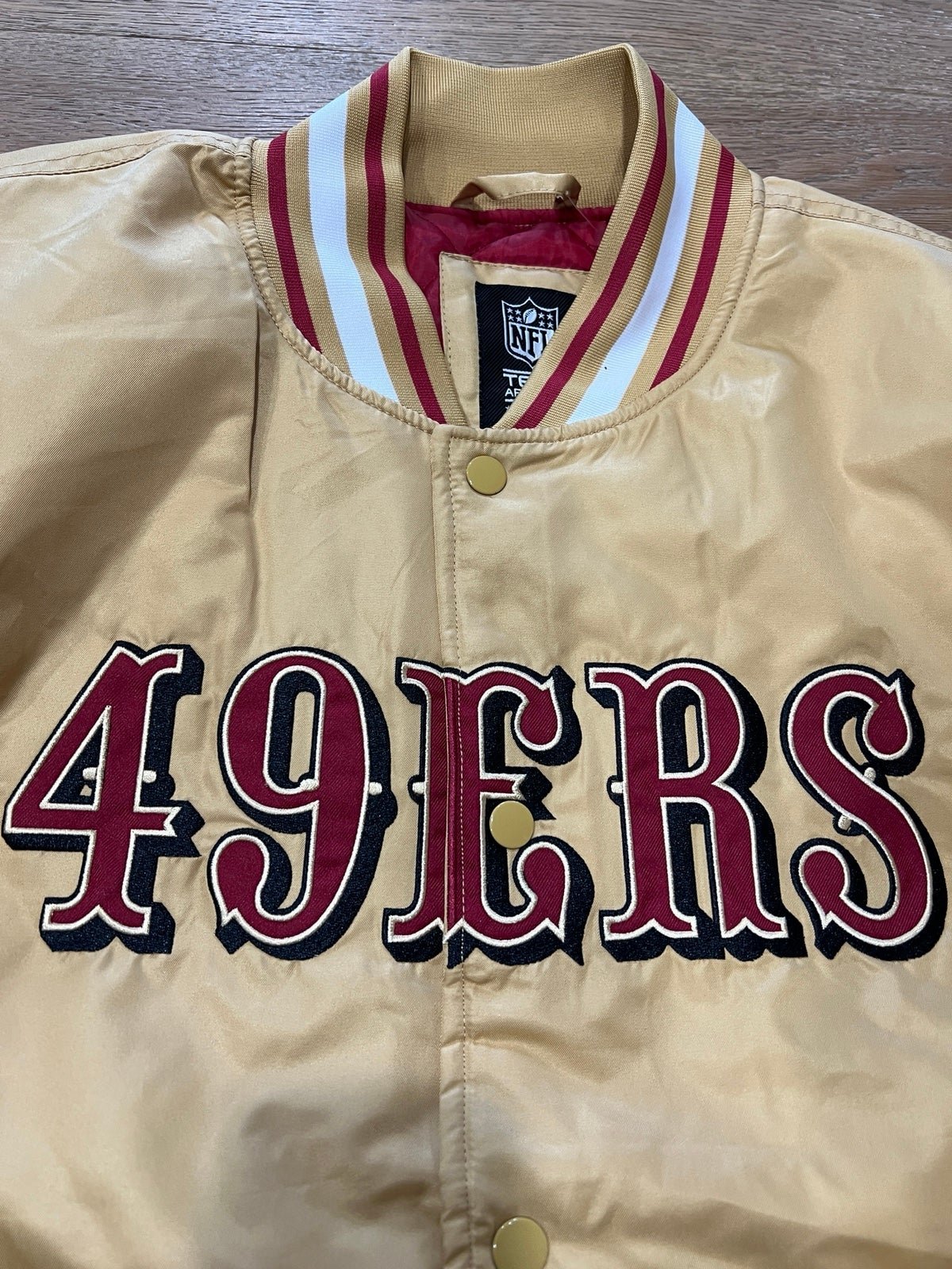 san francisco 49ers jacket bomber retro gold medium