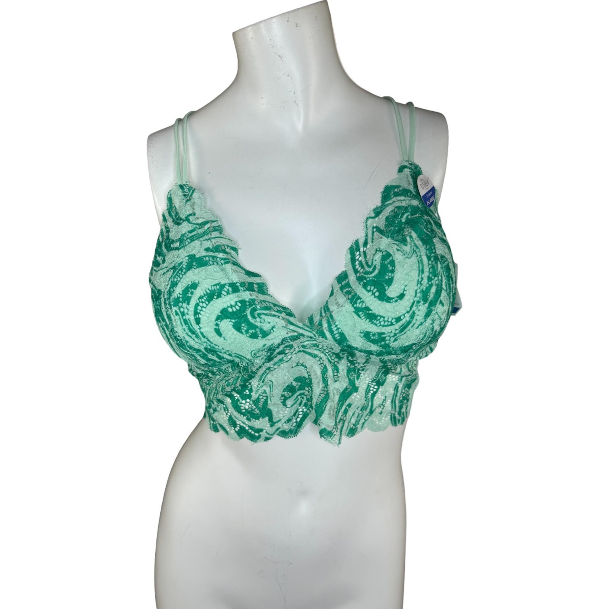 True by Rue 21 Womens Bralette Size XL Green Floral Lace Adjustable NWT Strappy