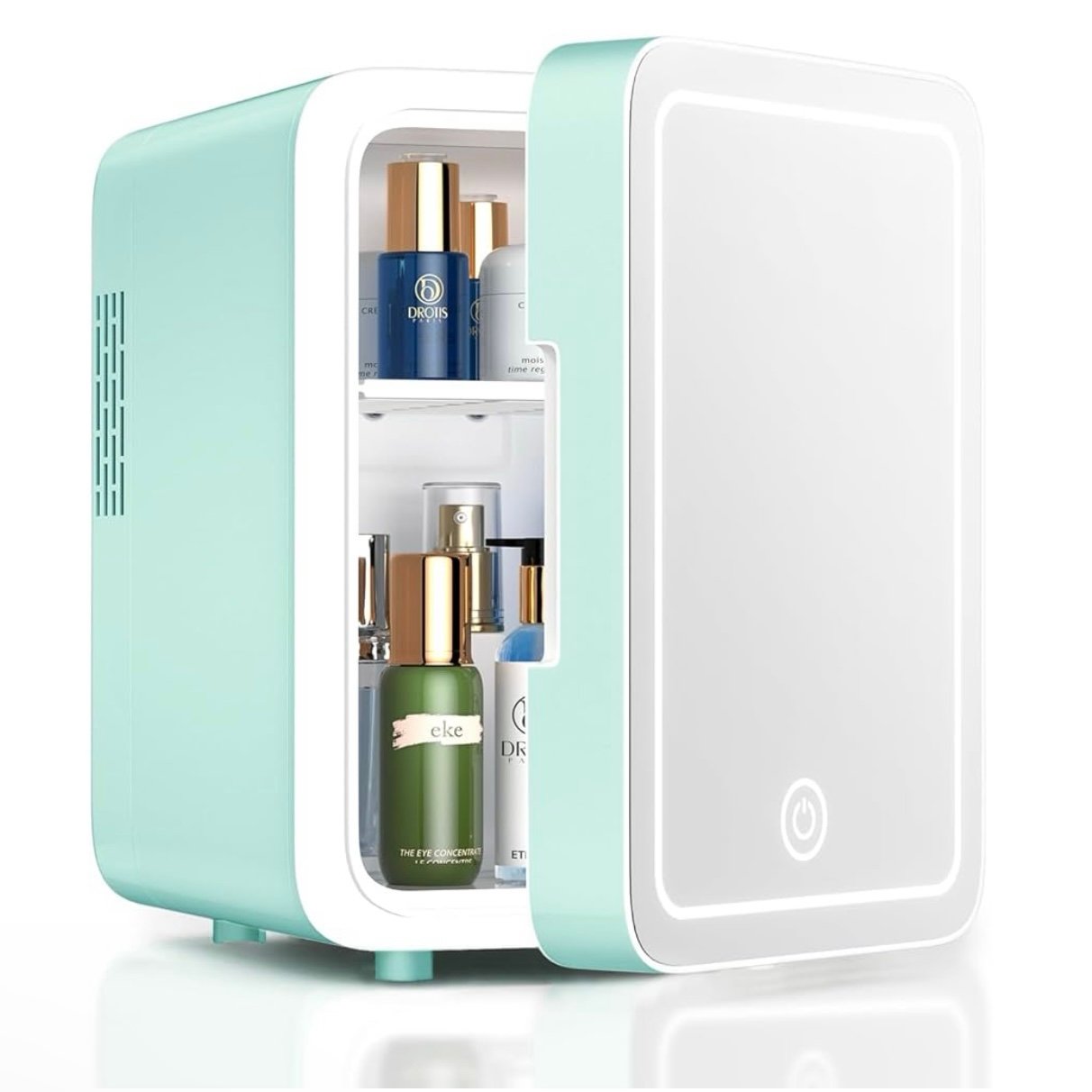 New Skincare Fridge With Dimmable LED Lig ht Mirror, 4L Mini Fridge For Desktop