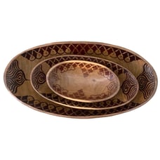 Kenyan Vintage Wooden Hand Carved Painted Large Bowl Set