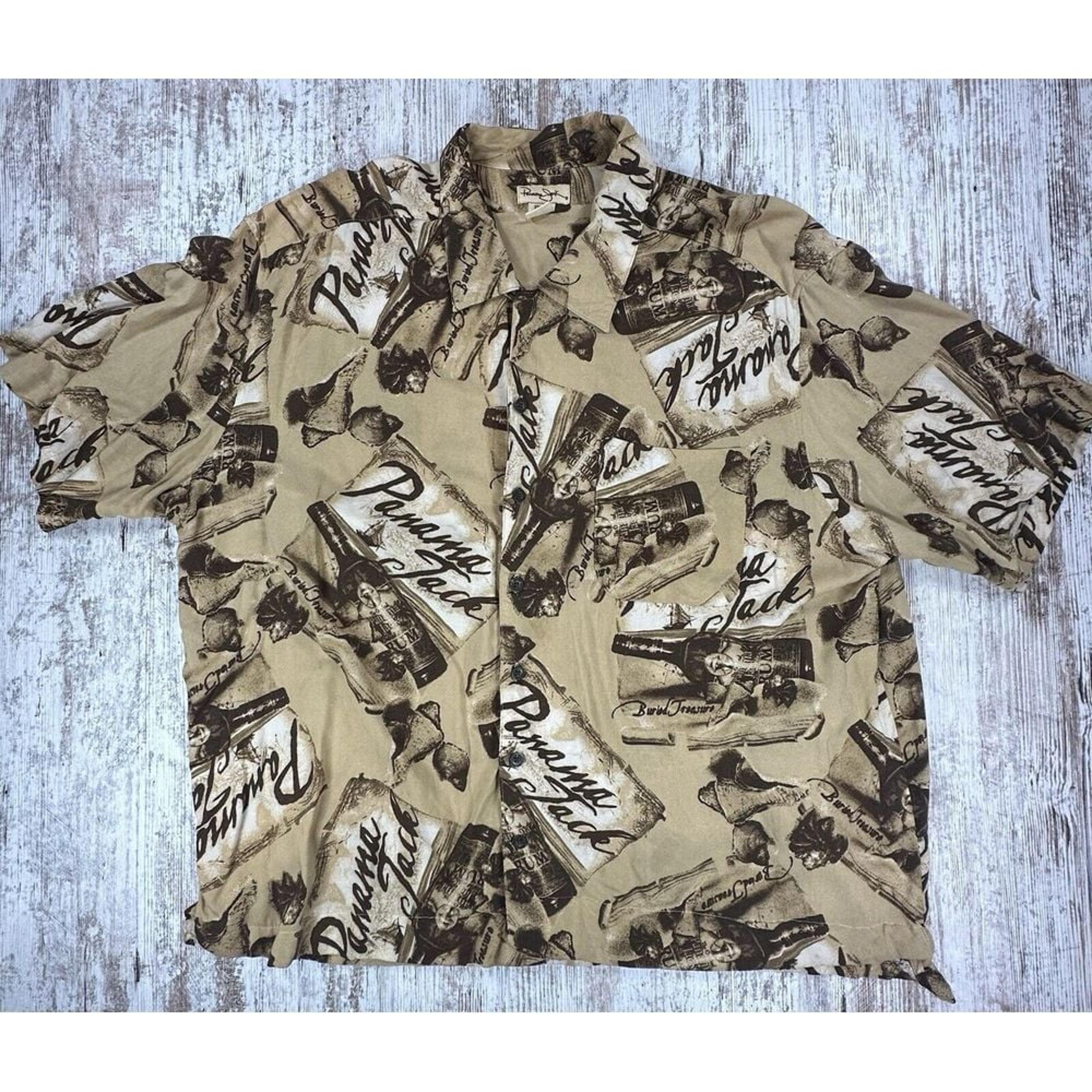 Panama Jack Mens Shirt Rayon Party Drinking Rum Vacation Hawaiian Size 2XL