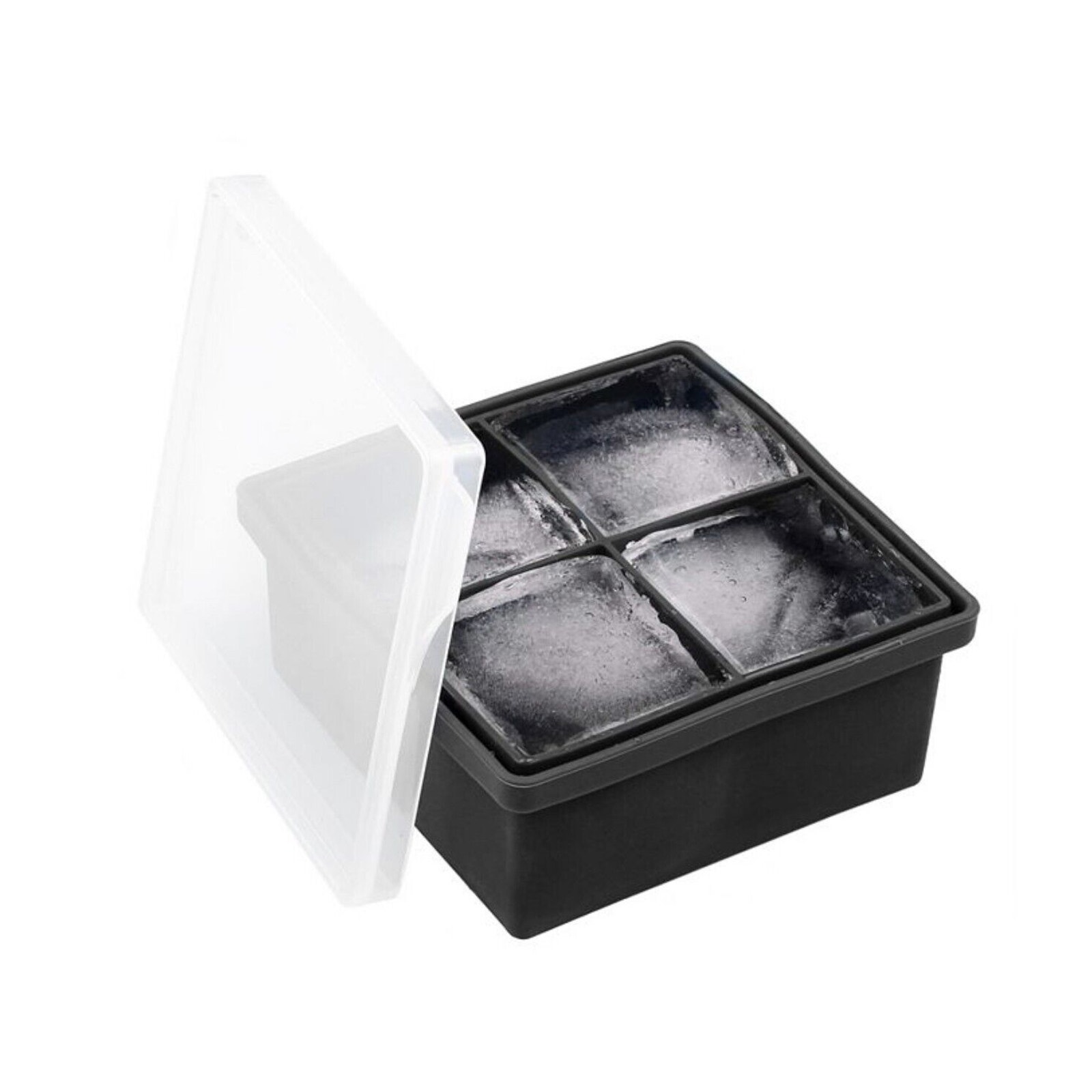 Set of 2 - Thirsty Stone Large 4-Cube Silicone Ice Mold with Lid