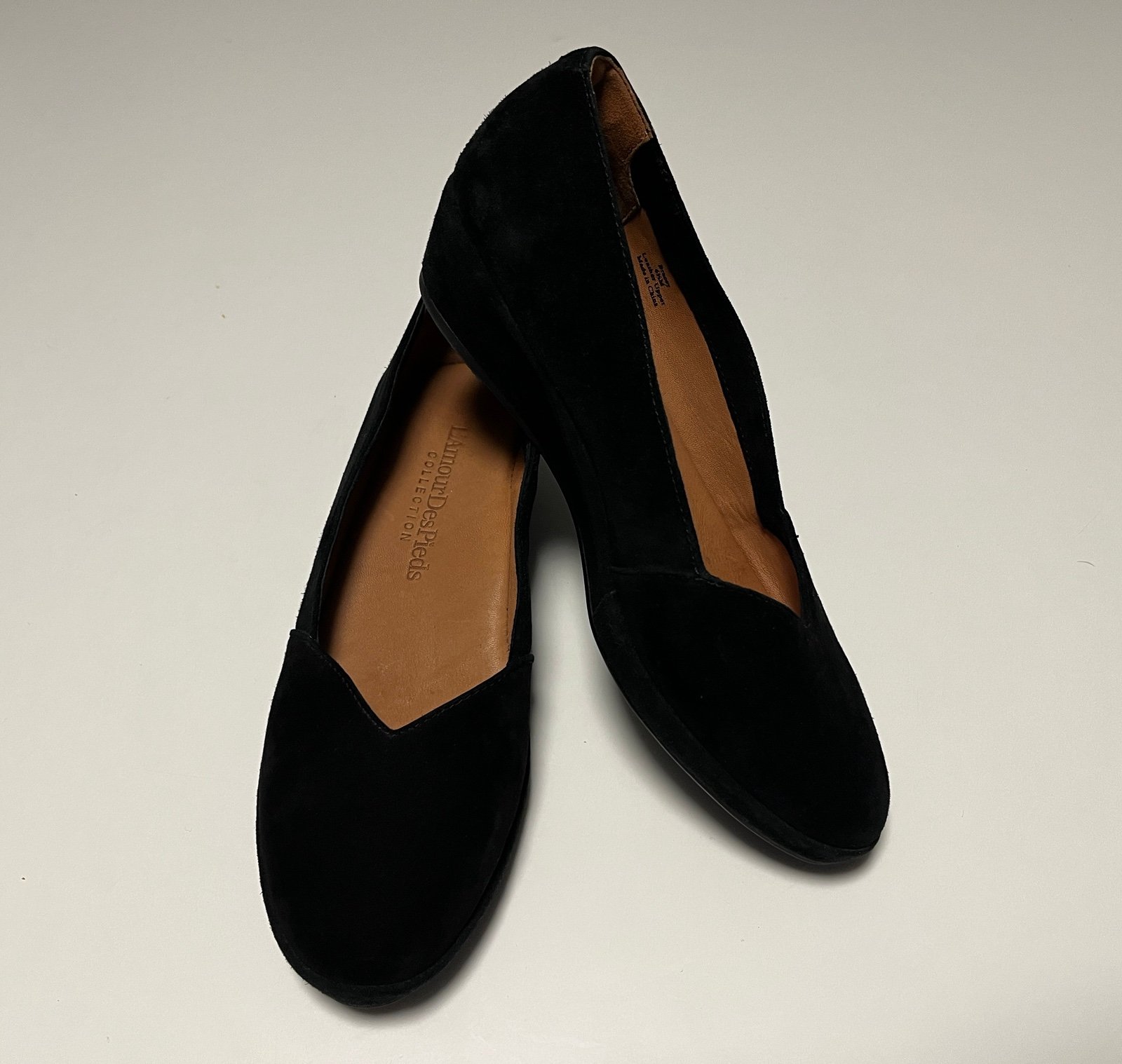 L'Amour Des Pieds Women’s Bracey Black Suede Orthopedic Wedge Shoes Sz 6.5 M