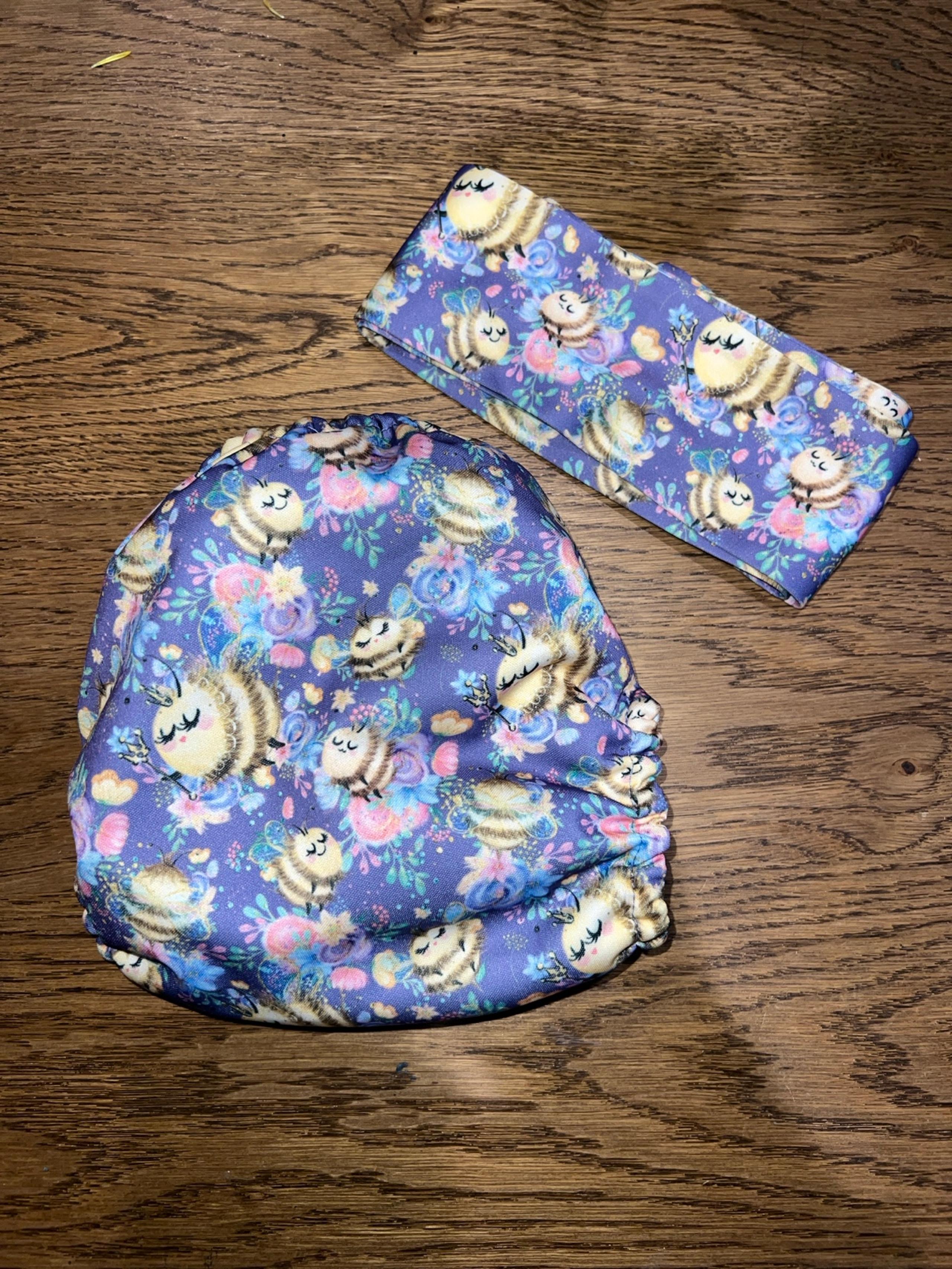 Floral Honey Bee Mama Koala Cloth Diaper with Headwrap