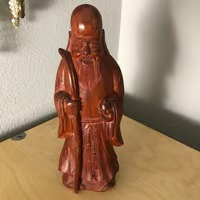 Vintage Confucius Say You Need This Hand Carved Wood Statue - Smiling 11.75