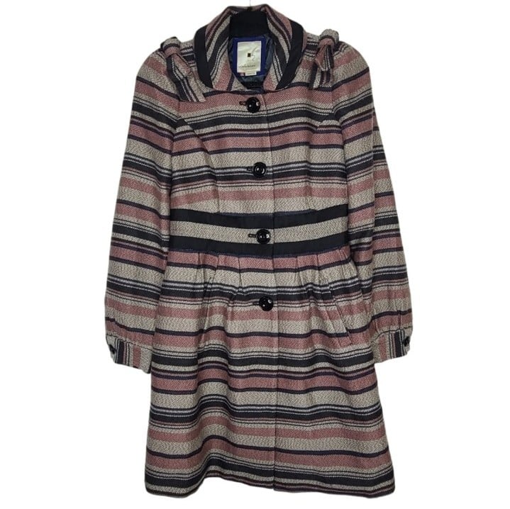 Anthropologie Elevenses Pattern Maker's Striped Coat Size 2