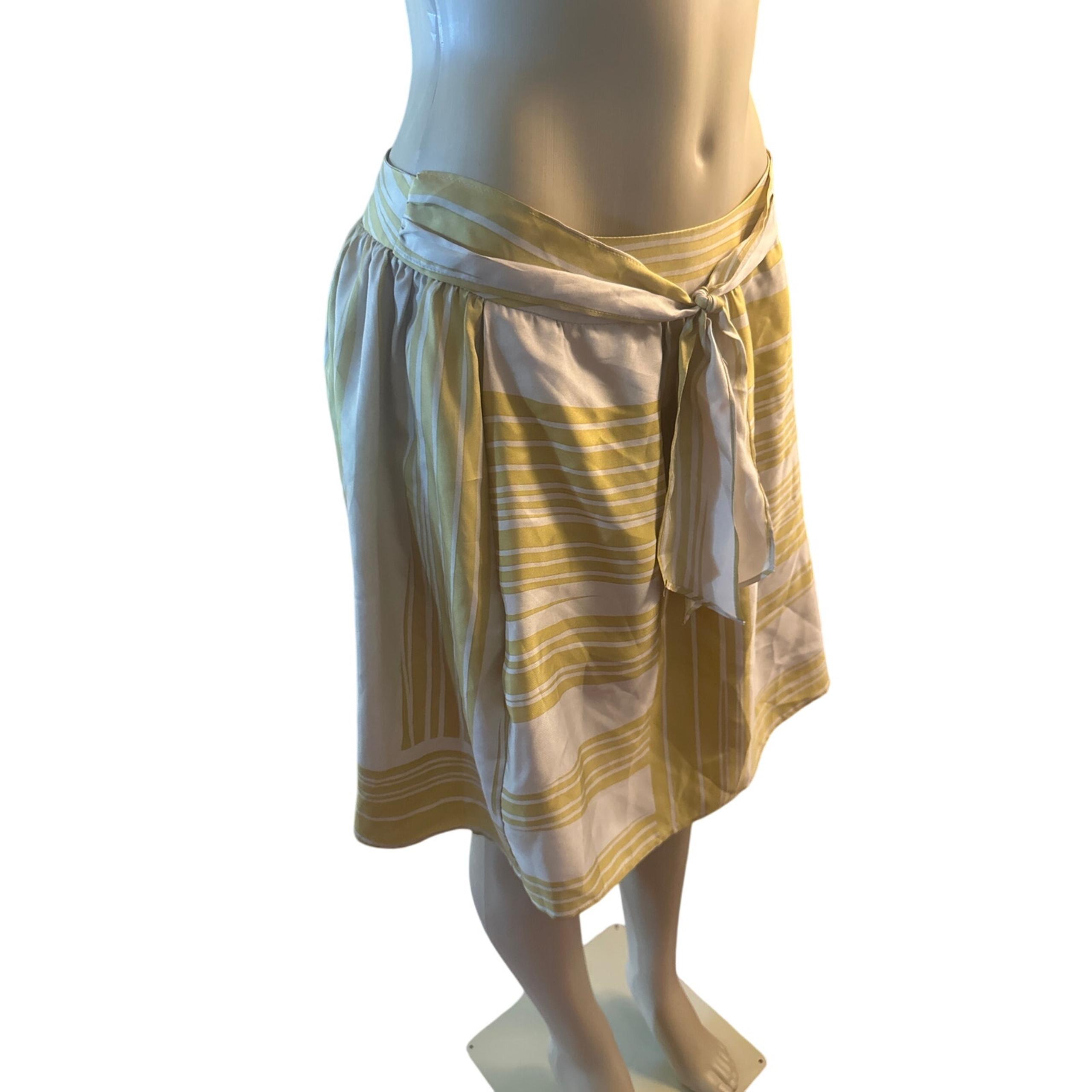 Women 6 Anthropologie Corey Lynn Calter 100% Silk Gold Skirt Tie Belted Waist