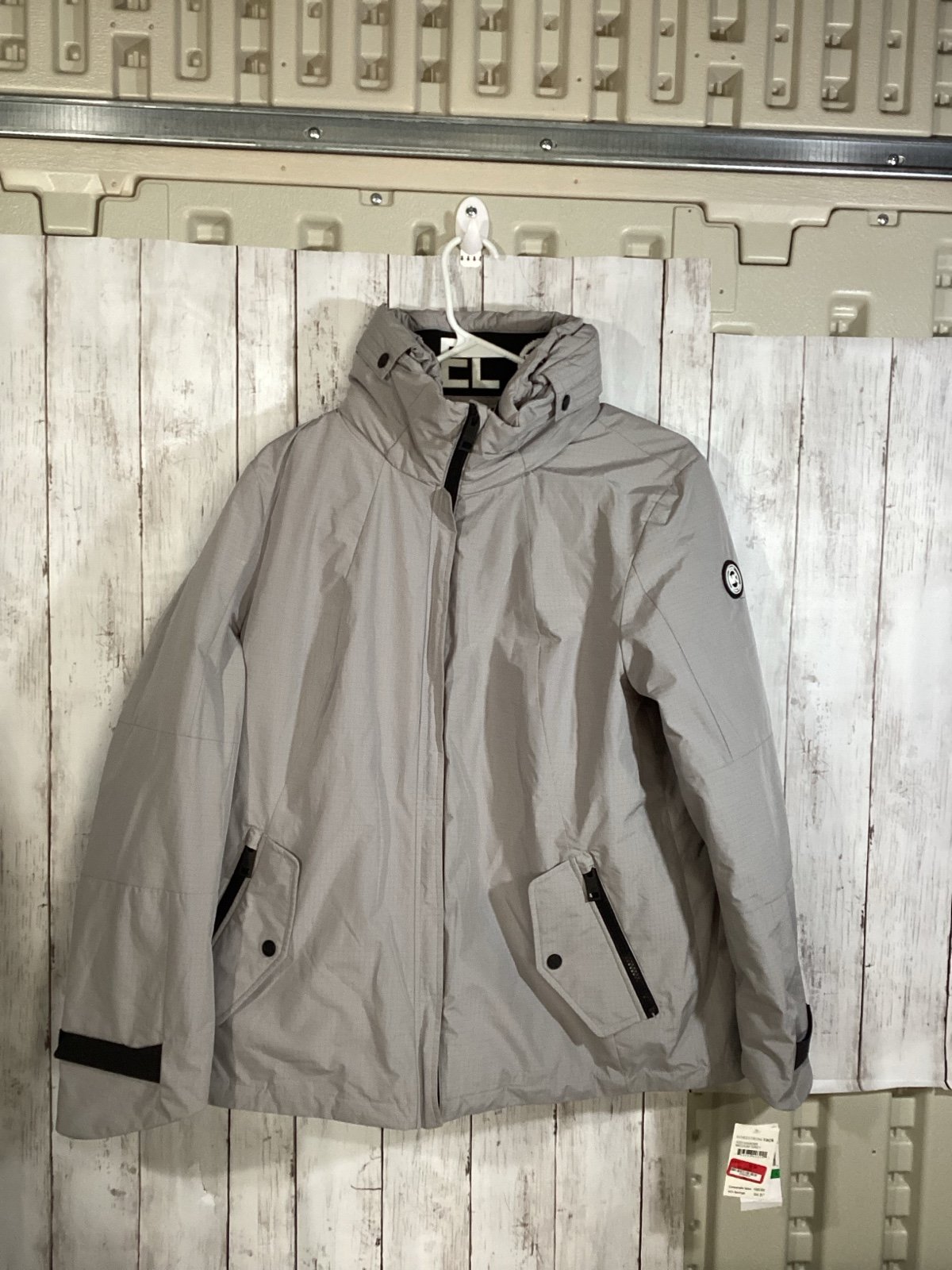 Michael Kors Anorak Soft Shell Jacket Lightweight Gray Logo new large winter