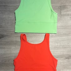 Lululemon Power Pivot cropped Tank Top Lot Of 2 Green And Red Size 10