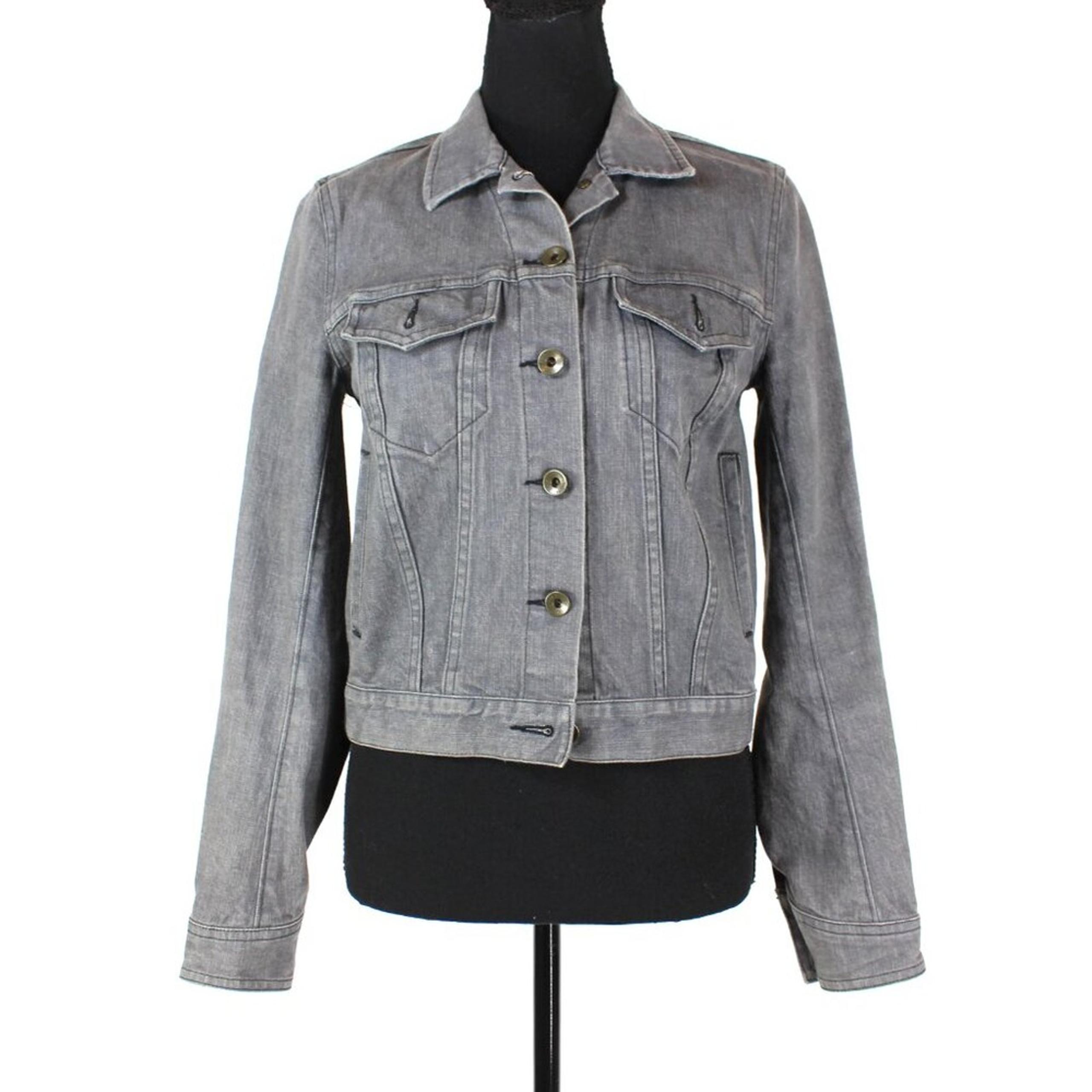 Grey Cotton Denim Button Up Trucker Jean Jacket 0 Crop Handmade - rag & bone