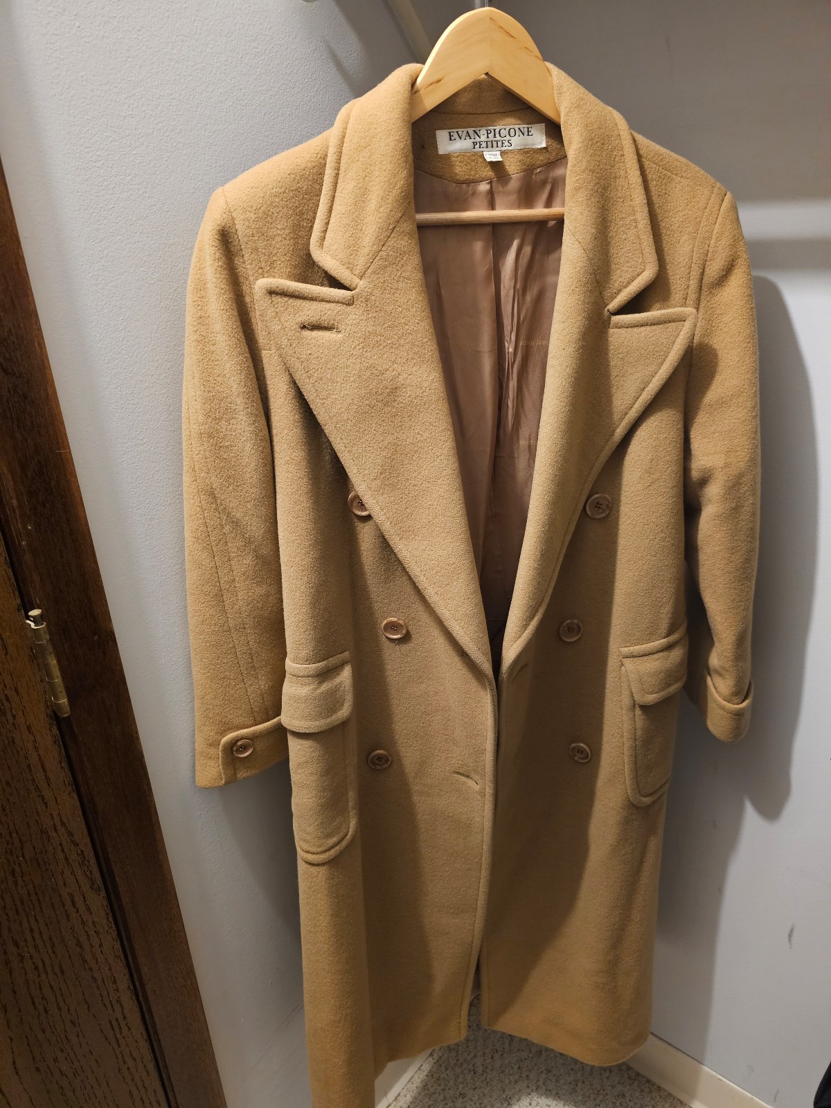 Vintage Camel Double Brested Long Wool Coat
