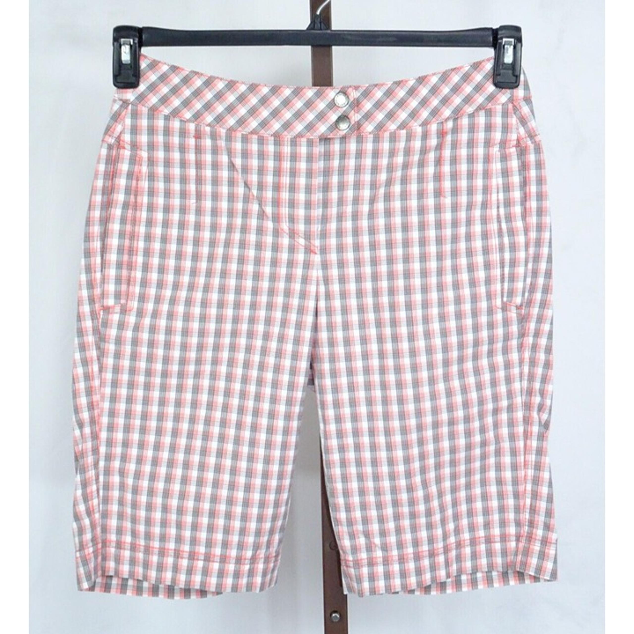 Annika Cutter & Buck Ladies Womens Multicolor Check Bermuda Shorts Size 6 Small